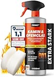 Kaminscheibenreiniger 580ml extra stark - Kaminglasreiniger gegen hartnäckigen Ruß an Ofenscheiben - Kaminreiniger zum Reinigen verrußter Kaminscheiben & Ofenglas