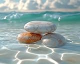 KY-lunk Malen mit Zahlen Kieselsteine am ruhigen Strand Kit für Erwachsene DIY Raumdekoration Geburtstagsgeschenk (16 * 20 Zoll, Ohne Rahmen)