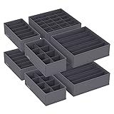 SONGMICS Unterwäsche-Organizer 8er Set, Schubladen-Organizer, faltbar, Ordnungssystem Kleiderschrank, Aufbewahrungsbox Schrank, Stoffboxen Aufbewahrung, für BHs, Socken, Krawatten, grau RUS08GY