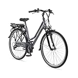 TELEFUNKEN E-Bike Damen Elektrofahrrad Alu 28 Zoll mit 21-Gang Shimano Kettenschaltung, Pedelec Trekkingrad mit Hinterrad-Motor 250W 10,4Ah, 36V Akku, XT480 Expedition