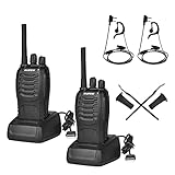 Walkie Talkie BAOFENG Langstrecken mit Headset,Professionelle PMR-Funkgeräte Reichweite 1-5 km,16 Kanäle Walkie Talkies,Sprechfunkgerät mit LED Taschenlampe (2 Stück)