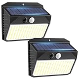 SIGRILL Solarlampen für Außen mit Bewegungsmelder 2 Stück Solarleuchten für Außen 150LED Solar Aussenleuchte 3 Modi Solar Wandleuchte Aussen IP65 Solarlicht Solarlampe für Garten, Stufen, Garage