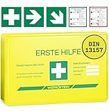 WERKSTEIN® Erste Hilfe Verbandskasten Gelb inkl. Wandhalterung [DIN 13157:2021] - Erste Hilfe Kasten für Betriebe, Zuhause & Einrichtungen - Erste Hilfe Koffer - First Aid Emergency Bag