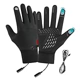 Lpoppcx Heizhandschuhe Für Herren | Beheizte Skihandschuhe,USB-beheizte Winddichte wasserfeste Verstellbare Fäustlinge für Damen Herren,Für Kalte Wetter Outdoor Motorrad Arbeit Wandern Skifahren