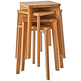 IBUYKE 4er Set Esszimmerhocker, Holzstapelstuhl mit Rutschfester Matte, Stapelhocker für Klassenzimmer, Ihrer Küche, Ihrem Speise- oder Home-Pub-Bereich, Holzfarbe, RF-1501-4