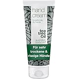 Handcreme 100ml | Für sehr trockene Hände | Handcreme für Männer & Frauen mit rauen & rissigen Händen | Vegane mit 100% natürlichem Teebaumöl