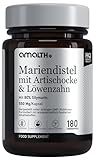 Amalth Mariendistel Kapseln – Mariendistel Extrakt mit Silymarin Komplex mit Artischockenextrakt & Löwenzahn Extrakt – 180 vegane Kapseln – Pflanzenextrakt Komplex, Ohne Zusätze