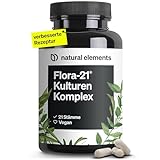 Flora 21® Kulturen Komplex – 21 Bakterienstämme + Bio Inulin – 180 magensaftresistente Kapseln – Laborgeprüft, vegan, hochdosiert und in Deutschland produziert