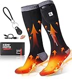 KEMIMOTO beheizbare Socken mit Fernbedienung, 3.7V 2600mAh beheizte Socken, Wiederaufladbaren Batterien Socken, Winter-Baumwollsocken Fußwärmer für Skifahren, Jagen