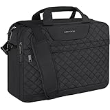 EMPSIGN Laptop Tasche 17 Zoll Laptoptasche für Herren Damen, Wasserdicht Erweiterbare Bussiness Aktentasche Notebooktasche Tablet Tasche Schulter Umhängetasche-Schwarz