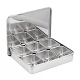 Gewürzhalter aus Edelstahl mit mehreren Fächern für organisierte Aufbewahrung von Kräutern, Gewürzen und Mischungen in der Küche (6 Geschmacksrichtungen)