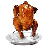 Hähnchenbräter Edelstahl, Bierdose Hähnchengriller Vertikal Hähnchen Ständer, Hähnchenhalter Grill, Herausnehmbare Hähnchen Grill für Backöfen Grills Campingkocher