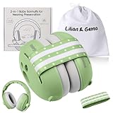 Lilian&Gema Gehörschutz Baby - 2-in-1 Baby Kopfhörer Lärmschutz 25dB - Kinder Ohrenschützer Lärm Verstellbares Kopfband - Kopfhörer Babys Lärmschutz für Babys bis 48 Monate - Hörschutz Kinder Grün