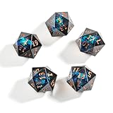 Yourandoll 5 STÜCKE Polyedrische Würfel D20 Würfel 16mm Resin Dice Spielwürfel for DND RPG Brettspiel Kartenspiel (Schwarz Grün)