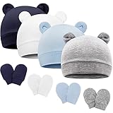 DRESHOW Neugeborenes Baby Mütze Hut und Handschuhe Set Beanie Bekleidung Unisex Infant Hut Kindergarten Mütze Baby Jungen Mädchen 0-6 Monate