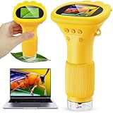 Handy-Mikroskop für Kinder, Ashfly 200X tragbares Taschenmikroskop, 2,0' IPS-Bildschirm USB Microscope LED Lights -Anschluss an PC, Mini-Mikroskop draussen ab 3 Jahren-Orange(Bildungsgeschenk)