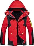 Winter Jacke Herren Herren 3 in 1 wasserdichte Skijacke Winter Innen-Fleece-Jacke mit Abnehmbarer Kapuze Winddichte Softshell-Regenmantel Parka (Color : Red, Größe : 5XL)