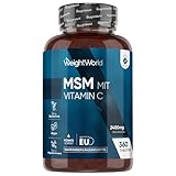 MSM Tabletten - 2400mg mit 100mg Vitamin C - 360 vegane Tabletten für 6 Monate Vorrat - Methylsulfonylmethan & Vit C - Alternative zu MSM Pulver & Kapseln - Frei von Magnesiumstearat - WeightWorld