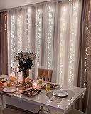 Lichtervorhang Innen，Lichterketten Vorhang，Lichterkette Vorhang Wand Lichter Lichterkettenvorhang Hängend 600 LED 2x2m mit Fernbedienung für Zimmer Deko Aesthetic Wanddeko Hochzeit (Warmweiß)