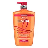 L'Oréal Paris Elvital XXXL Shampoo gegen Spliss, Für traumhaft langes Haar, Mit Rizinus-Öl, Vitaminen und pflanzlichen Proteinen, Dream Length Super Aufbau Haarshampoo, 1 x 1000 ml