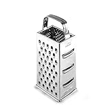 Lacor - 60305 - Reibe 6 in 1, robust und widerstandsfähig, spülmaschinenfest, zum Reiben aller Arten von Lebensmitteln, 4 Seiten, ergonomischer Griff, Edelstahl 18/10, Höhe 23 cm, Gewicht 160 g