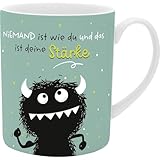 H:PPY life XL-Tasse Monster mit Spruch Stärke | Große Tasse aus Porzellan, XL Jumbo-Tasse, 60 cl, Tasse mit Spruch | Geschenk, Freund, Freundin | 74162