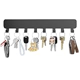 pickpiff Schlüsselbrett mit 8Haken, Schlüssel Organizer Wand Schwarz, Schlüsselhalter für Wandhaken Dekor, key holder