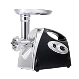 Fleischwolf Elektrisch, 2800W Fleisch Maschine, Schwarz Fleischwolf mit Wurstfüller, Multi Küchenmaschine, 3 in 1 Edelstahl Fleischwolf Meat Grinder mit 3 Mahlplatten für den Hausgebrauch