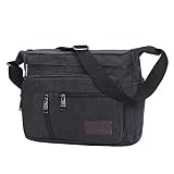 BOMKEE Umhängetasche Herren, Messenger Bag Groß Leinwand Schultertasche Shoulder Tasche 15.6 Zoll Laptop Bag für Arbeit Schule Reisen