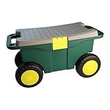 Fahrbarer Gartensitz, Rollwagen - mit Staufach - 55 x 26 x...