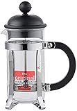 Bodum Caffettiera French Press Schwarz – 350ml / 3 Tassen Kaffeebereiter – Borosilikatglas – Edelstahlfilter – BPA-frei & spülmaschinengeeignet – Made in Portugal