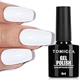 TOMICCA Gel Nagellack Weiß, 8ml UV Nagellack Weiß Soak Off Gellack Nagelkunst Maniküre DIY UV-Nagellack Geschenke