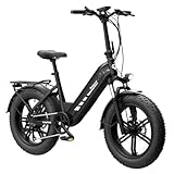 Bodywel F20Pro E Fatbike Herren Damen, 26x4“ All Terrain E Bike Mountainbike, 48V 18Ah Akuu, 250W Heckmotor, 4,5“ LED Display, 7-Gang-Getriebe, Federgabel Verstellbar, Doppelscheibenbremsen (Schwarz)