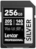 Lexar Silver SD Karte 256GB, UHS-I SDXC Card 205 MB/s Read Speed, 140 MB/s Write Speed, V30, U3, C10, 4K UHD Video, SD Card Memory Card with Lexar Lifetime Data Recovery