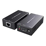 PWAYTEK HDMI Extender 1080p@60Hz, 3D, über Single Cat5e/Cat6/Cat 7 Kabel Full HD unkomprimiert Übertragung bis zu 164 ft (50m), EDID- und POC-Funktion unterstützt (Sender und Empfänger)