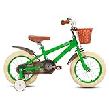 STITCH 12 Zoll Kinderfahrrad für Mädchen und Jungen ab 2 3 4 Jahre, 12 Zoll Kinderfahrrad mit stützräder,Grün…