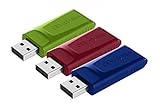 Verbatim Slider USB-Stick Multipack 16GB, USB 2.0, 3x USB Speicherstick, für Laptop Notebook Ultrabook TV Autoradio, USB 2.0 Stick, Datenstick mit Schiebemechanismus, Rot Blau Grün