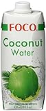 FOCO Kokoswasser, pur, erfrischender Durstlöscher, Sportgetränk, kalorienarm, von Natur aus vegan, 100 % Kokosnusswasser - 12 x 500 ml