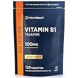 Vitamin B1 Hochdosiert 100mg Thiamin | 120 Vegane Tabletten | Nahrungsergänzungsmittel für die Herzgesundheit | Ohne künstliche Zusätze | von Horbaach