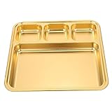 GREENADSCAPE Edelstahlgitter Nussschalen diät-lebensmittel-kontrollplatte Grill edelstahlplatte edelstahlteller Teller zum Servieren von Speisen Westlicher Speiseteller Rostfreier Stahl Golden