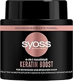 Syoss Haarkur Keratin Boost (500 ml), 4-in-1 Haarmaske mit blauem Lotus für schwaches & brüchiges Haar, hoch konzentrierte Formel sorgt für bis zu 92 % weniger Haarbruch und reduziert Frizz