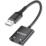 KiWiBiRD USB auf 3,5mm Klinke Adapter, Externe Soundkarte, USB Kopfhörer und Mikrofon Klinkenadapter, Headset Aux USB Adapter Kompatibel mit PS5 PS4, MacBook Air Pro, Raspberry Pi, Windows PC, Mac