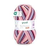 Gründl Wolle Big Mamma Print - XXL Wolle zum Stricken mit Farbverlauf - Weich und hautfreundlich - 100% Polyacryl - 1 Knäuel 400 g / 1040 m - Nadelstärke 3,5-4,5 - lachs-kirsche-mauve-hellblau