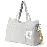 Dizdvizd Sporttasche für Damen, Reisetasche für Kurz Trips, Übernachtungstasche Handgepäcktasche, wasserdichte Sporttaschen für Gym, Yoga und Sauna, Grau