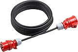 Meister CEE-Verlängerung - 10 m Kabel - Hochwertige Gummileitung H07RN-F5G 1,5 mm² - 16 A, 400 V - IP44 Außenbereich, Starkstromkabel für Baustellen und Gewerbe, CEE-Verlängerungskabel, 7424150