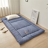 Faltbare Futon-Matratze, 1-Sitzer, japanische Bodenmatratze, tragbar, faltbar, Tatami-Bett, weich, gesteppt, für Einzelbett (Dunkelblau, 1 x 2 m)