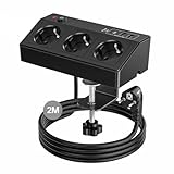 Tischsteckdose mit USB C PD 20W, 4000W/16A Steckdosenleiste Schreibtisch, STGAROT 3 Fach Mehrfachsteckdose 4 USB mit Schalter 2M Kabel, Überspannungsschutz Steckdose Tisch für Zuhause Büro, Schwarz