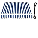 Ersatzleinwand Für 280g/m² Sonnenschutz Für Die Terrasse Und Versenkbare Decküberdachung Für Deck Restaurant Geschäfte Kaffee Rahmenlos(Size:9.5x8ft,Color:Blau+Weiß)