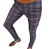 Jogger Trainingshose Herren,Lässige, vielseitige Mode Stretchhose für , karierter Liniendruck, schmale Passform, kleine Füße, Anzughose Versand De Haremshose Lässige Kampfarbeitshose Lang Fitnesshose
