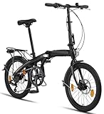 Licorne Bike Phoenix 20 Zoll Aluminium Faltrad Klapprad Scheibenbremse Discbremse Faltfahrrad Herren Damen 7 Gang Kettenschaltung Folding City Bike Alu-Rahmen StVZO